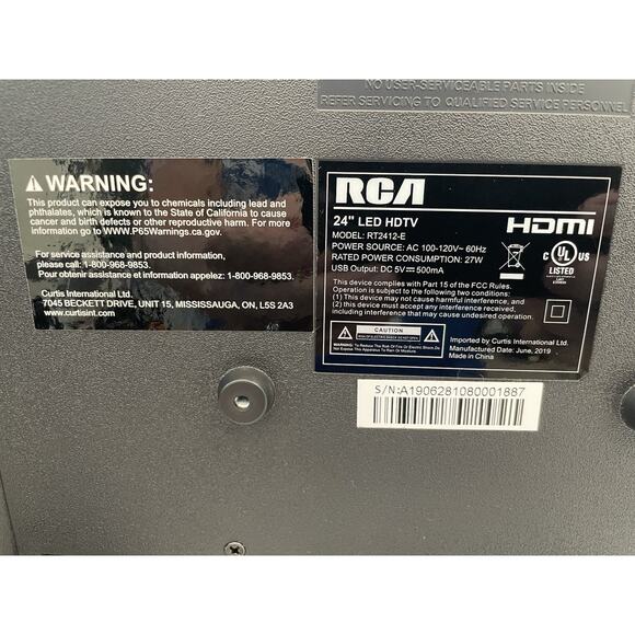 RCA 24" LED 720p HDTV Monitor Dorm TV Black HDMI - 21.6"x 13"x 3" MN: RT2412-E - Picture 3 of 8